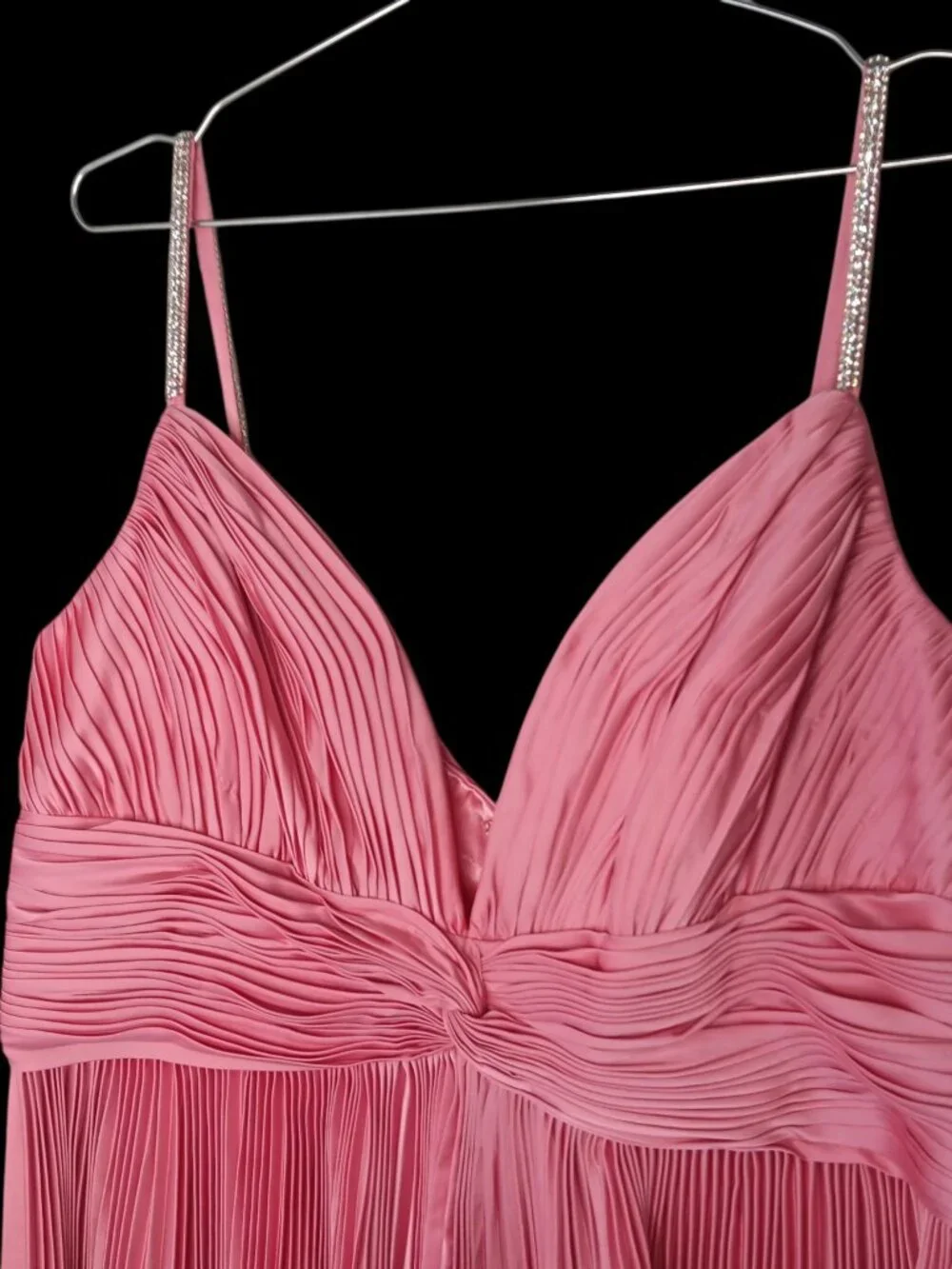 NWT Mac Duggal 77007 Pink High-Low Pleated Dress Size 16W Wedding Guest Party - Picture 7 of 16